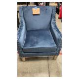 BLUE NAILHEAD TRIM DECORATOR CHAIR