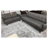 2PC LIVING ROOM SET - SOFA & LOVESEAT - DARK GREY