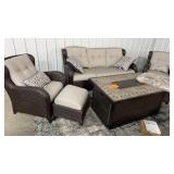 NEW SUNBRELLA 6PC FIREPIT PATIO SET WITH COVER