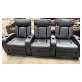 ABBYSON 3PC LEATHER POWER RECLINING THEATER SET