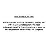 ITEM REMOVAL INFO
