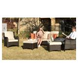 OVIOS 5PC WICKER OUTDOOR PATIO SET IN BOXES