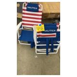 2 NAUTICA RED/WHITE/BLUE BEACH CHAIRS