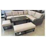 NEW SUNBRELLA ALL WEATHER 7PC SECTIONAL & FIRE PIT