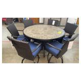 NEW ALL WEATHER TILE TOP PATIO TABLE & 6 CHAIRS