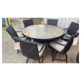 NEW ALL WEATHER TILE TOP PATIO TABLE & 6 CHAIRS