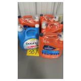 4 JUGS OF LAUNDRY SOAP & 1 JUG OF FABRIC SOFTENER