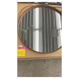 (2) 35" ROUND WALL MIRRORS IN BOX - WALNUT FINISH