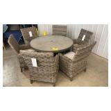 NEW SUNBRELLA ALL WEATHER PATIO TABLE & 6 CHAIRS