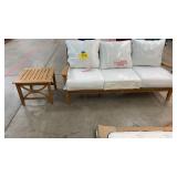 TEAK PATIO SOFA & END TABLE