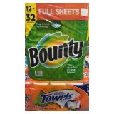 2 PACKS OF PAPER TOWELS- 1 BOUNTY & 1 MEMBERS MARK