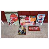 5PC WALL SIGNS - 4 COCA COLA & 1 PEPSI