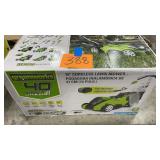 GREENWORKS 40V 16" CORDLESS LAWN MOWER IN BOX