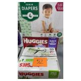 2 BOXES OF DIAPERS & 1 BOX OF WIPES