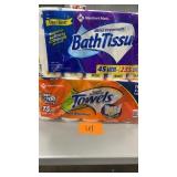 1 PACK OF PAPER TOWELS & 1 PACK OF TOILET PAPER