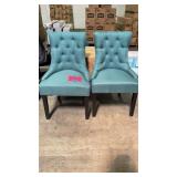 4 TEAL TUFTED DINING CHAIRS