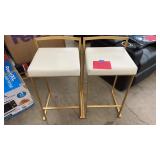 2 PADDED SEAT BAR STOOLS W/ GOLD LEGS