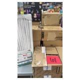 MISC LOT OF LIGHTING IN BOXES & AIR FILTERS