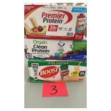 3 BOXES OF PROTEIN DRINKS- PREMIER, BOOST & ORGAIN