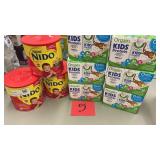 3 CANS OF NIDO  & 6 BOXES ORGAIN PROTEIN