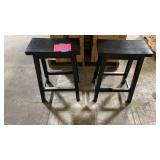 2 BLACK BACKLESS STOOLS - 24"H