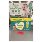 PAMPERS SIZE 4 DIAPERS & BABY WIPES