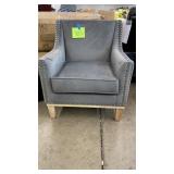 GREY NAILHEAD TRIM DECORATOR CHAIR - AS IS