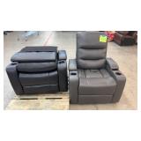 AS IS - 2 SERTA HOME THEATER RECLINERS-BLACK/GREY