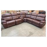 AS IS - ABBYSON 6PC SECTIONAL - DARK BROWN