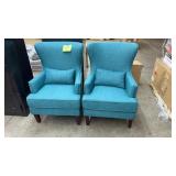 2 TEAL NAILHEAD TRIM ACCENT CHAIRS