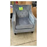 NAILHEAD TRIM TUFTED ACCENT CHAIR - GREY