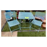 3PC TEAL METAL BISTRO TABLE SET