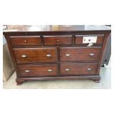 AS IS - DARK WOOD 7 DRAWER DRESSER