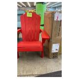 (2) KETER RED ADIRONDACK CHAIRS (1 IN BOX)