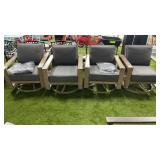 4 NEW SUNBRELLA ALL WEATHER SWIVEL PATIO CHAIRS