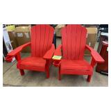 2 PLASTIC KETER ADIRONDACK CHAIRS - RED