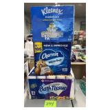 2 PACKS BATH TISSUE, 1 BOX KLEENEX