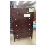 NEW DARK WOOD 5 DRAWER CHEST