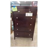 NEW DARK WOOD 5 DRAWER CHEST