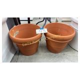 LOT OF 2 TERRA COTTA PLANTERS - HEAVY