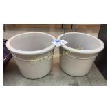 LOT OF 2 OFF WHITE PLANTERS - HEAVY