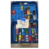 LOT OF MISC TOY CARS IN BLUE CASE LOT OF MISC TOY CARS IN BLUE CASE