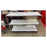 NEW WHITE/CHROME 3 SHELF STAND NEW WHITE/CHROME 3 SHELF STAND