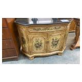 MARBLE TOP PAINTED 2 DOOR CABINET