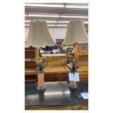 VERY HEAVY SET OF 2 TABLE LAMPS W/ SHADES