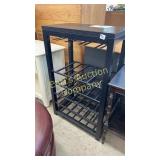 BLACK WOOD TOP/METAL BASE WINE RACK