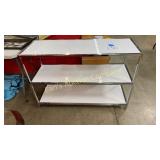 NEW WHITE/CHOME 3 SHELF STAND NEW WHITE/CHOME 3 SHELF STAND