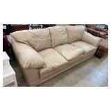 SEALY TAN LEATHER SOFA