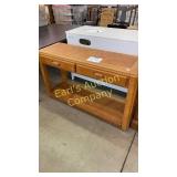 WOOD ROLLING SOFA TABLE W/ FAUX DRAWERS