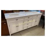WHITE DOUBLE VANITY SINK W/ TOP - AS IS WHITE DOUBLE VANITY SINK W/ TOP - AS IS